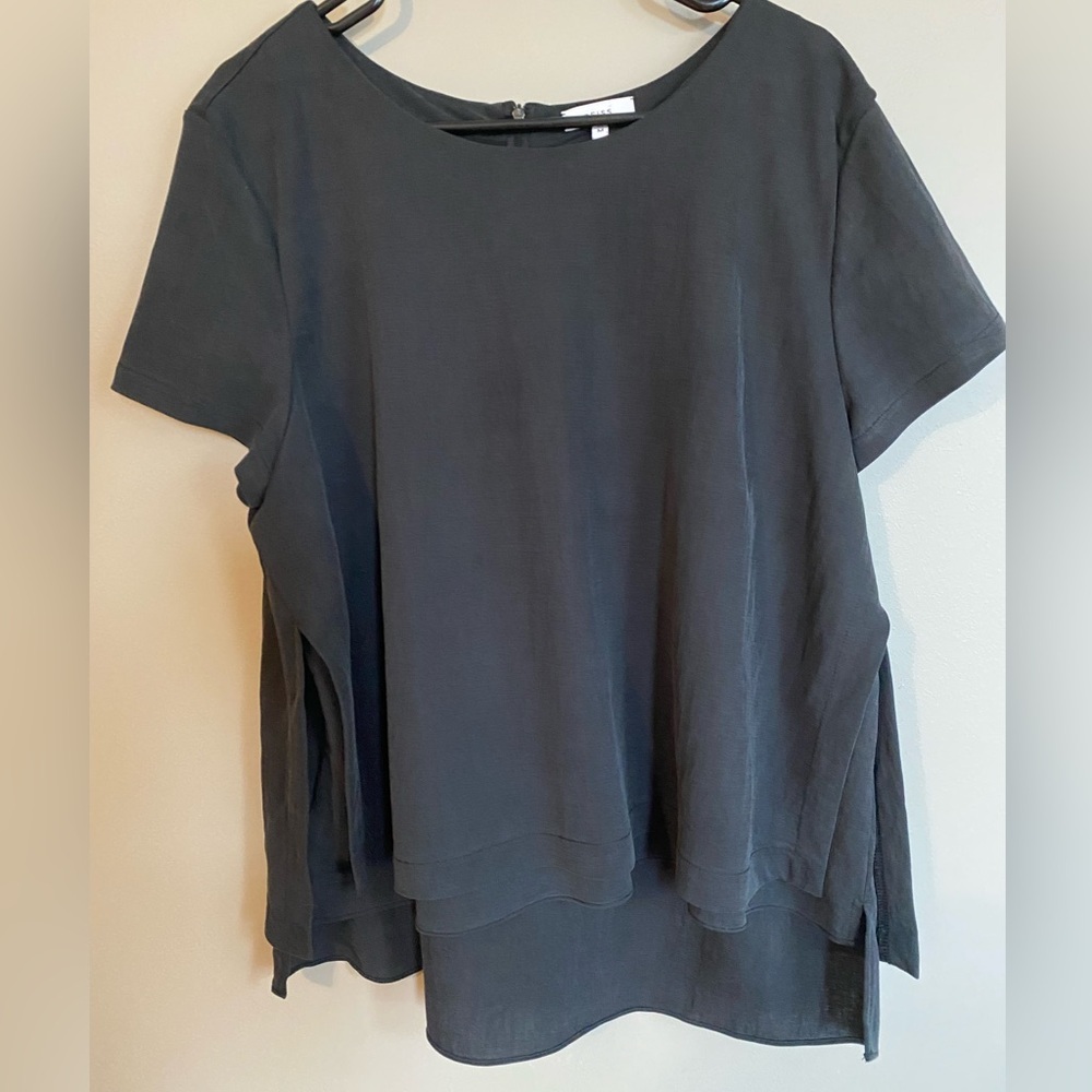 Reiss Wool & Cotton Blend multi-Layered Black High Low Top Size M